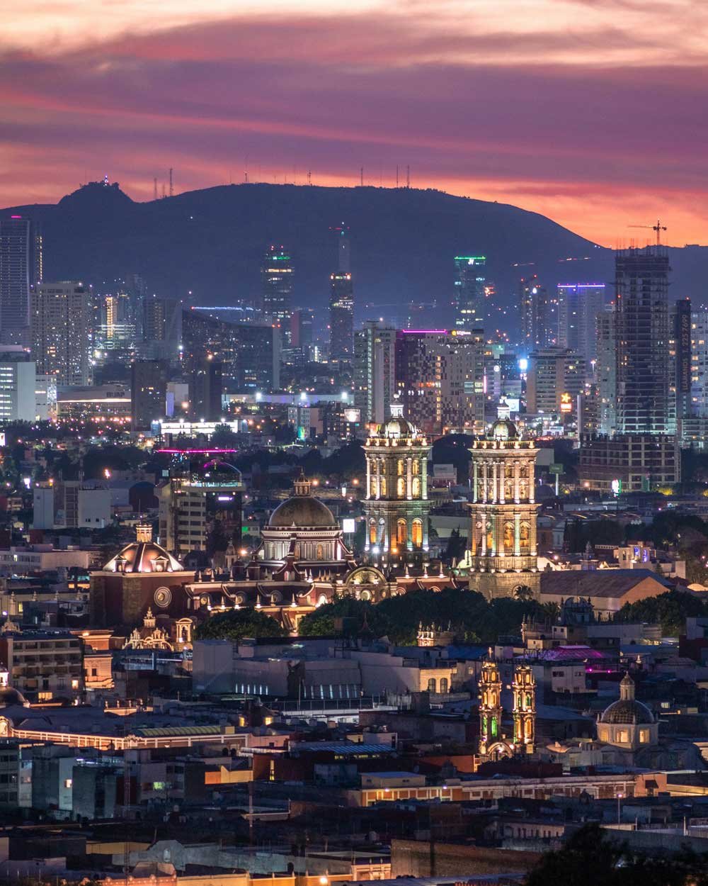 puebla en el atardecer